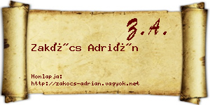 Zakócs Adrián névjegykártya