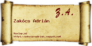 Zakócs Adrián névjegykártya